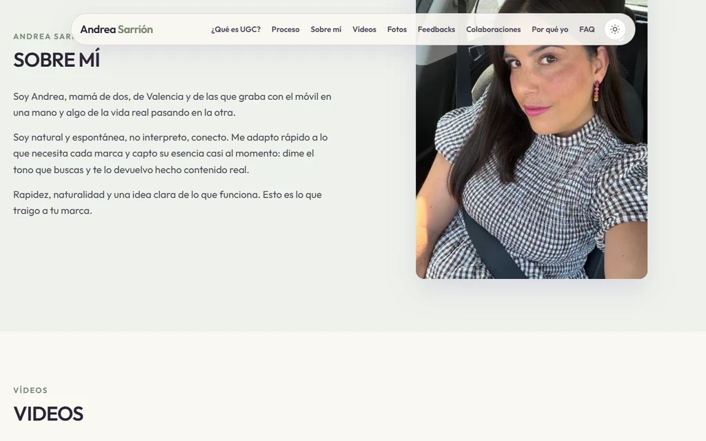 Captura de la web de Andrea Sarrión UGC