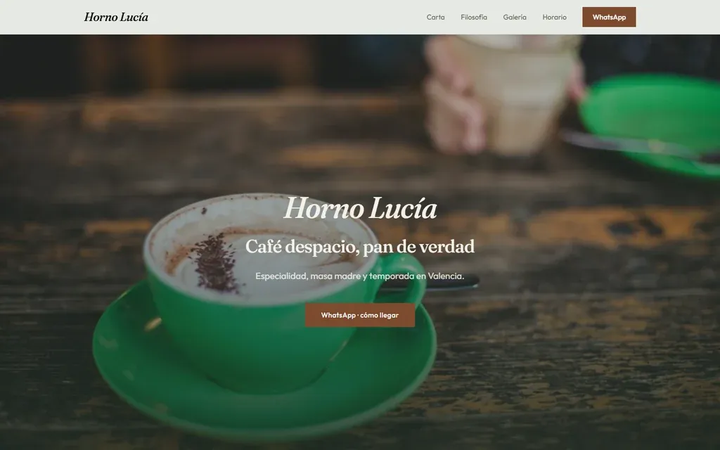 Captura de la plantilla de cafetería Horno Lucía