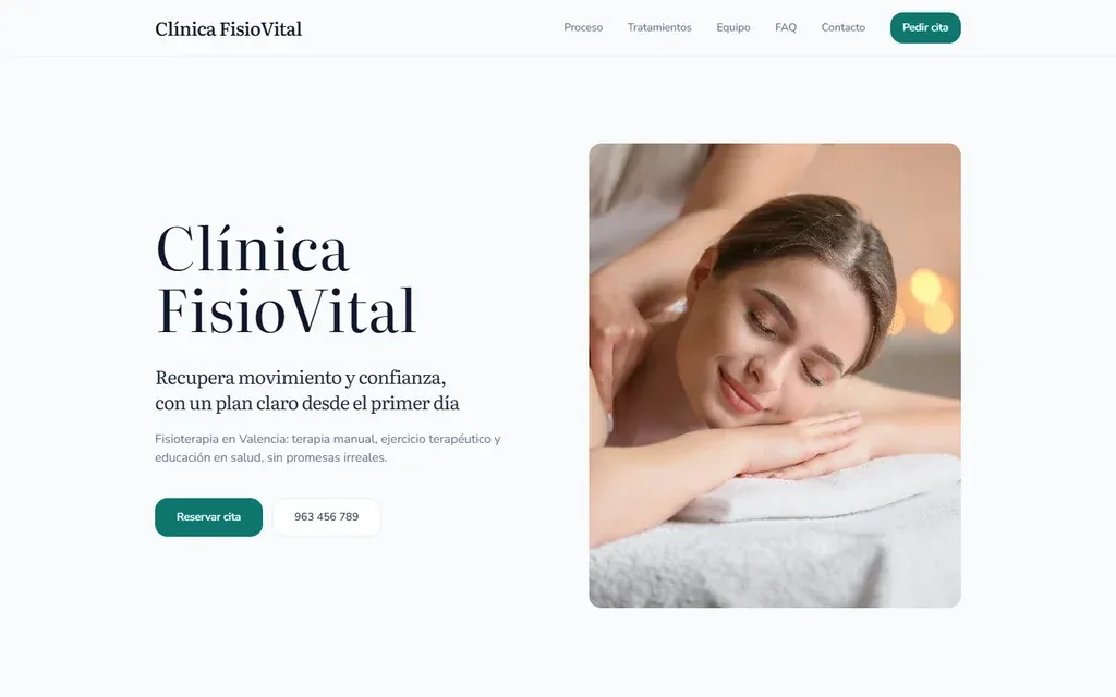 Captura de la plantilla de fisioterapia FisioVital