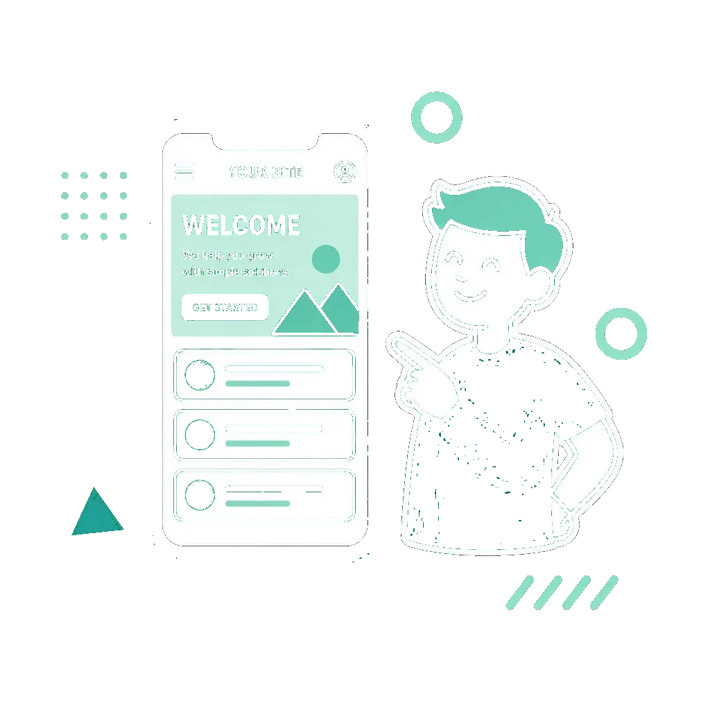 Ilustración de landing one-page en móvil